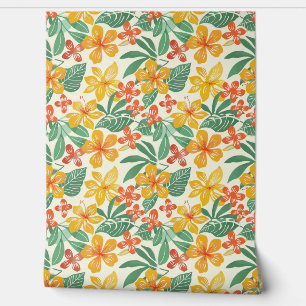 Vibrant Tropical Floral Pattern Wallpaper