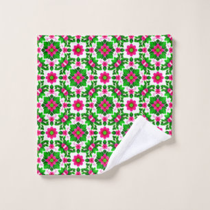 Vibrant Tropical Floral Pattern Wash Cloth