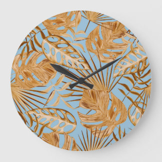 Vibrant Tropical Flowers: Colourful Seamless. Large Clock