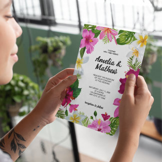 Vibrant Tropical Flowers Wedding Invitation