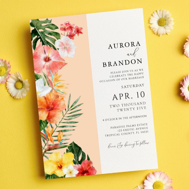 Vibrant Tropical Flowers Wedding  Invitation (Creator Uploaded)