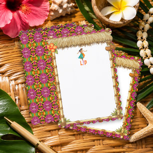 Vibrant Tropical Hawaiian Tiki Luau Bamboo Note Card