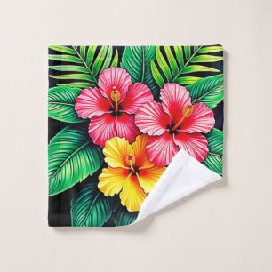 Vibrant Tropical Hibiscus Art Bath Towel Set