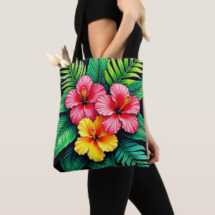 Vibrant Tropical Hibiscus Art Tote Bag