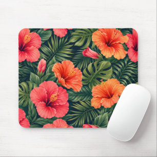 Vibrant Tropical Hibiscus Blooms Mouse Pad