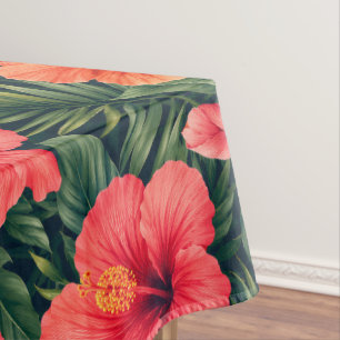 Vibrant Tropical Hibiscus Blooms Tablecloth