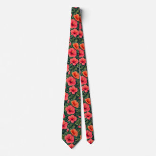 Vibrant Tropical Hibiscus Blooms Tie