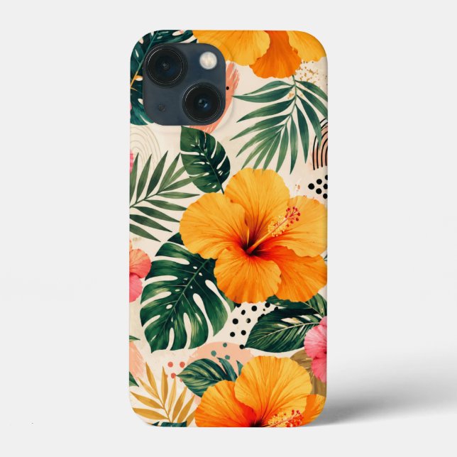 Vibrant Tropical Hibiscus Floral Seamless Pattern Case-Mate iPhone Case (Back)