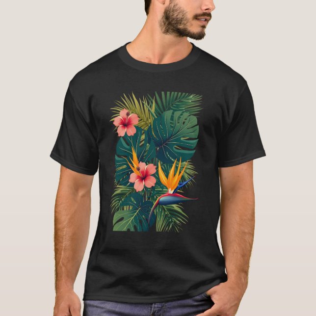 Vibrant Tropical Jungle All-Over Print Pattern wit T-Shirt (Front)
