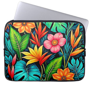 Vibrant Tropical Jungle Bloom Art Laptop Sleeve