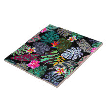 Vibrant Tropical Leaves and Flowers Pattern