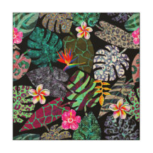 Vibrant Tropical Leaves and Flowers Pattern
