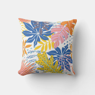 Vibrant Tropical Leaves Cushion