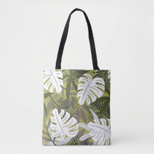 Vibrant Tropical Leaves Pattern Tote Bag