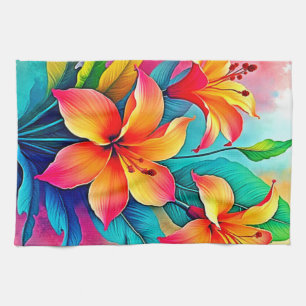 Vibrant Tropical Lilies: Summer Soul Tea Towel