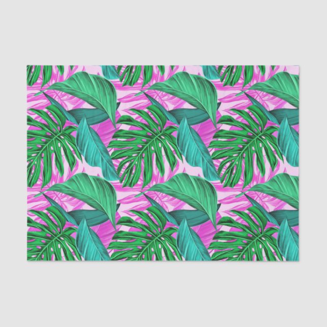 Vibrant Tropical Monstera Leaves Exotic Pattern  Tissue Paper (Front)