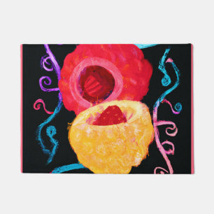 Vibrant Tropical Neon Fruit Design Doormat