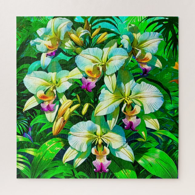 Vibrant Tropical Orchid  Jigsaw Puzzle (Vertical)