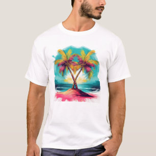 Vibrant Tropical Palm Tree Illustration T-Shirt