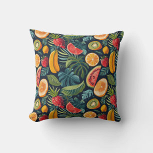 Vibrant Tropical Paradise: Exotic Fruits Design Cushion