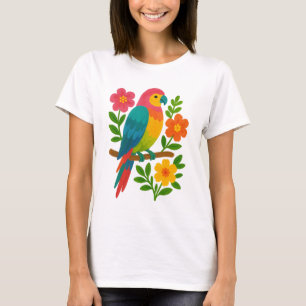 Vibrant Tropical Parrot Colourful Summer Bird T-Shirt