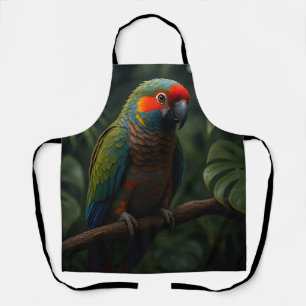 Vibrant Tropical Parrot Jungle Portrait Apron