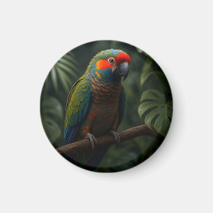 Vibrant Tropical Parrot Jungle Portrait Magnet
