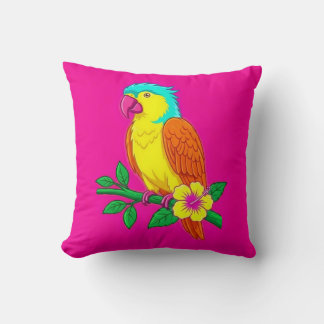 Vibrant Tropical Parrot Throw Pillow