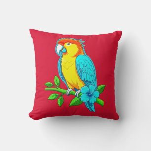 Vibrant Tropical Parrot Throw Pillow