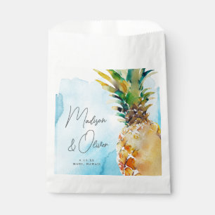Vibrant Tropical Pineapple Watercolor Wedding Favour Bag