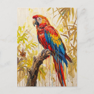 Vibrant Tropical Scarlet Macaw Bird Postcard