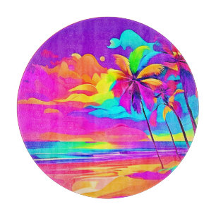 Vibrant Tropical Shore Art Cutting Board