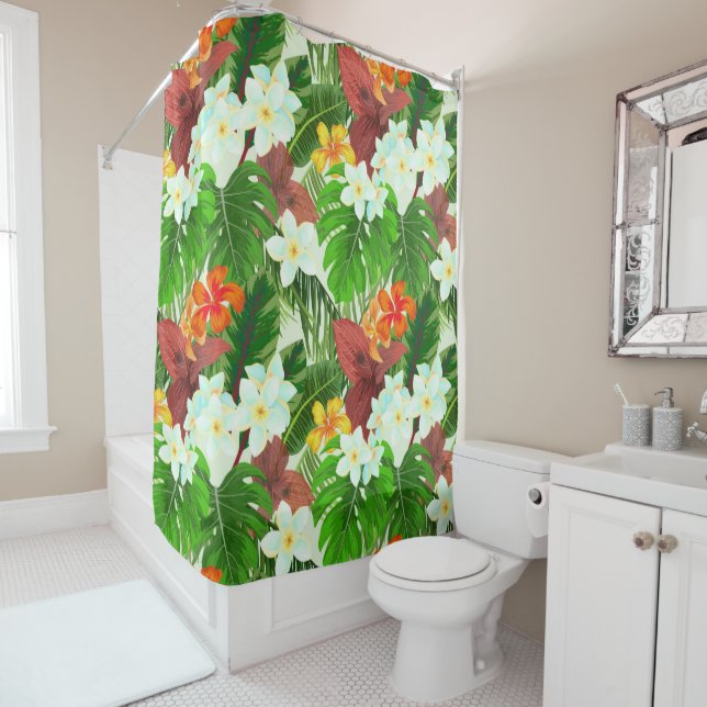 Vibrant Tropical Shower Curtain (In Situ)