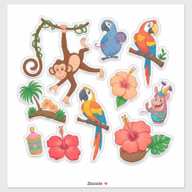 Vibrant Tropical Sticker Set (Sheet)