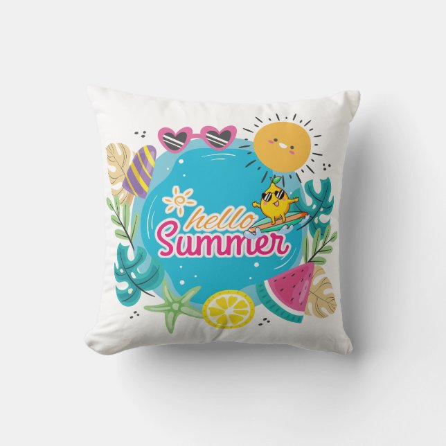 Vibrant Tropical Summer Beach Cushion (Front)