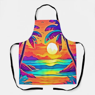 Vibrant Tropical Sunset Art Apron