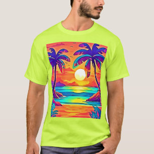 Vibrant Tropical Sunset Art T-Shirt