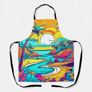Vibrant Tropical Sunset Beach Apron
