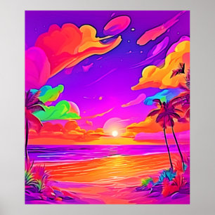 Vibrant Tropical Sunset Poster