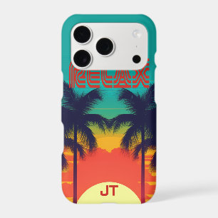 Vibrant Tropical Sunset Retro 80s Style
