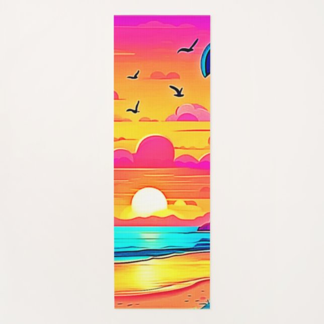 Vibrant Tropical Sunset Yoga Mat (Front)
