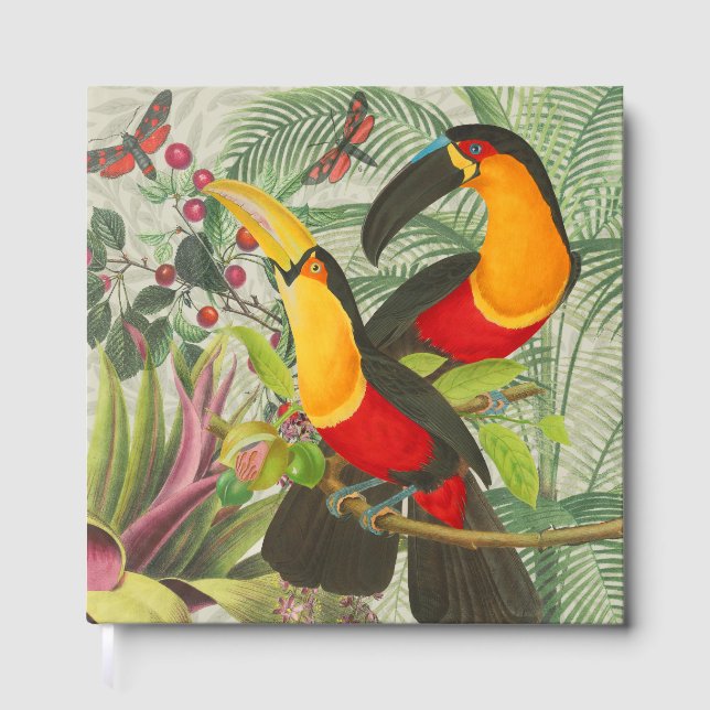 Vibrant Tropical Toucan Birds Art Exotic Jungle  Guest Book (Front)