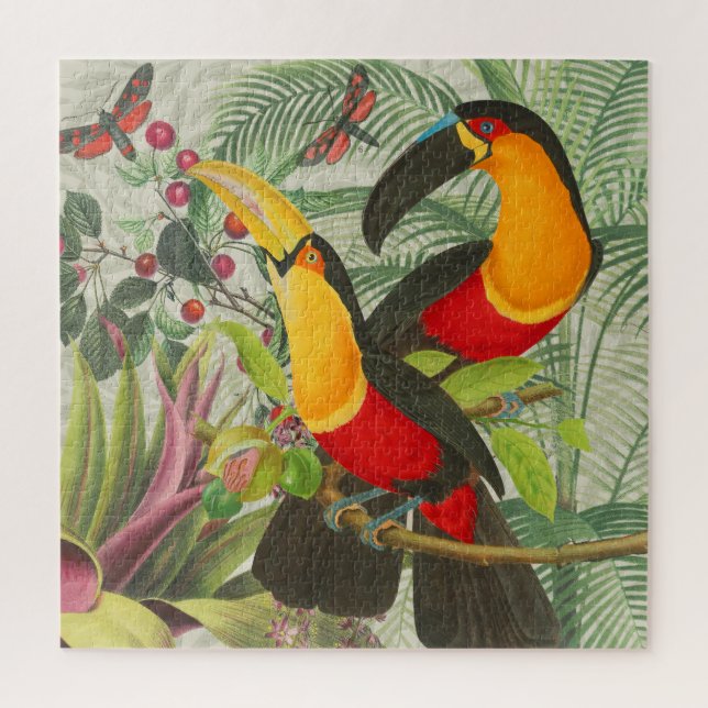 Vibrant Tropical Toucan Birds Art Exotic Jungle  Jigsaw Puzzle (Vertical)