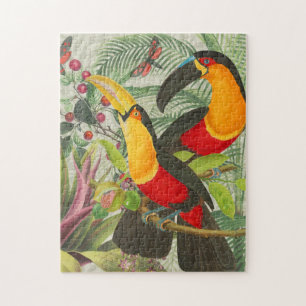 Vibrant Tropical Toucan Birds Art Exotic Jungle  Jigsaw Puzzle
