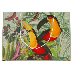 Vibrant Tropical Toucan Birds Art Exotic Jungle Large Gift Bag
