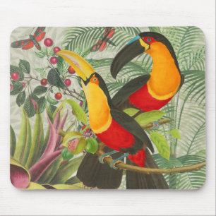 Vibrant Tropical Toucan Birds Art Exotic Jungle Mouse Pad
