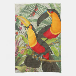 Vibrant Tropical Toucan Birds Art Exotic Jungle Tea Towel