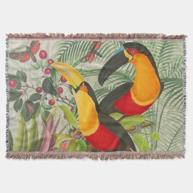 Vibrant Tropical Toucan Birds Art Exotic Jungle  Throw Blanket (Front)