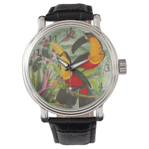 Vibrant Tropical Toucan Birds Art Exotic Jungle Watch