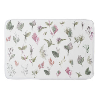 Vibrant Tropical Watercolor Bath Mat